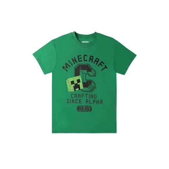 Minecraft Men’s T- Shirt Crafting Since Alpha 2009 Green Size Large - Picture 1 of 7